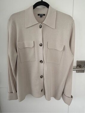 Olsen Women's Cream Button-Front Knit Shirt Jacket